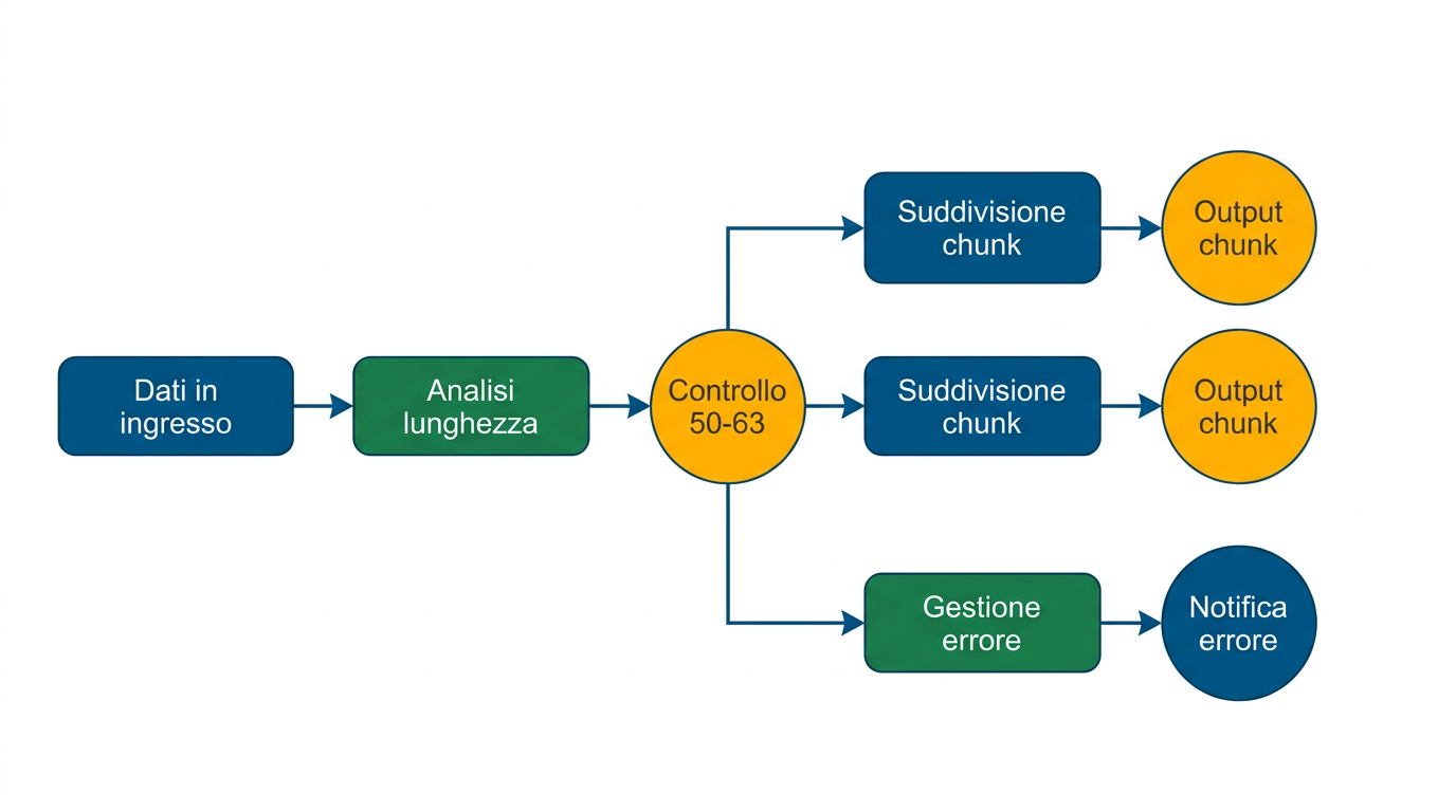 Diagramma: I dati vengono suddivisi in chunk da 50-63 caratteri
