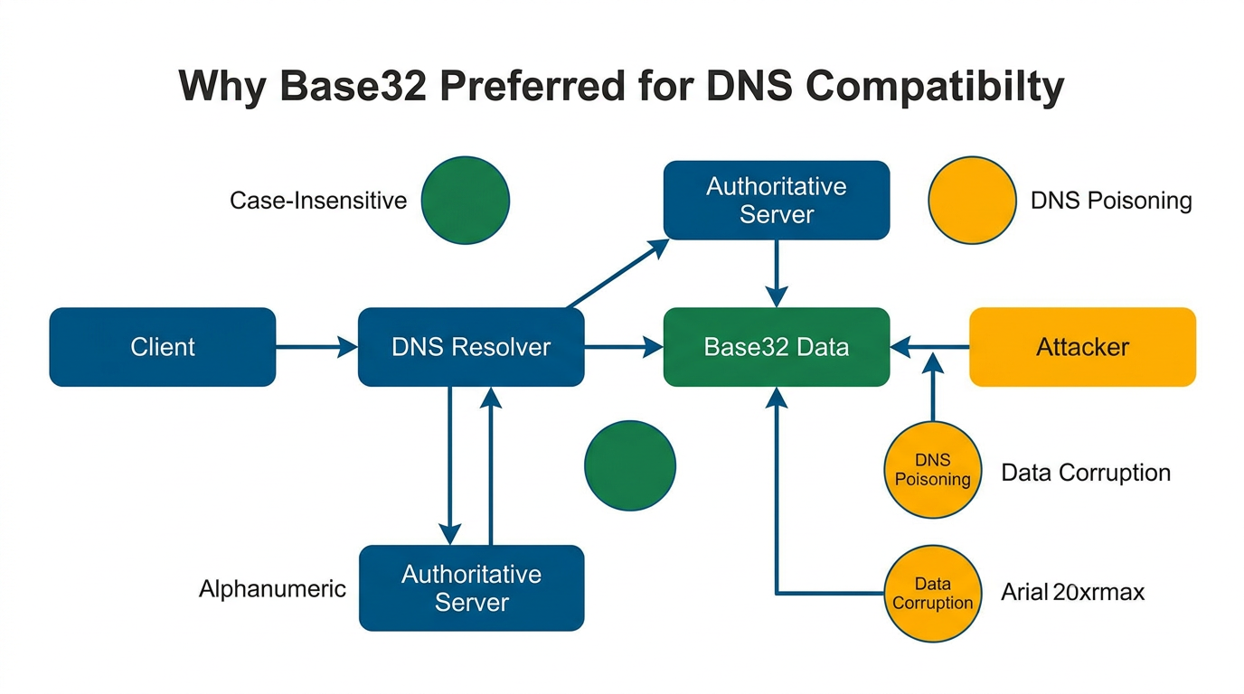 Diagramma: Base32 è preferito per la compatibilità DNS